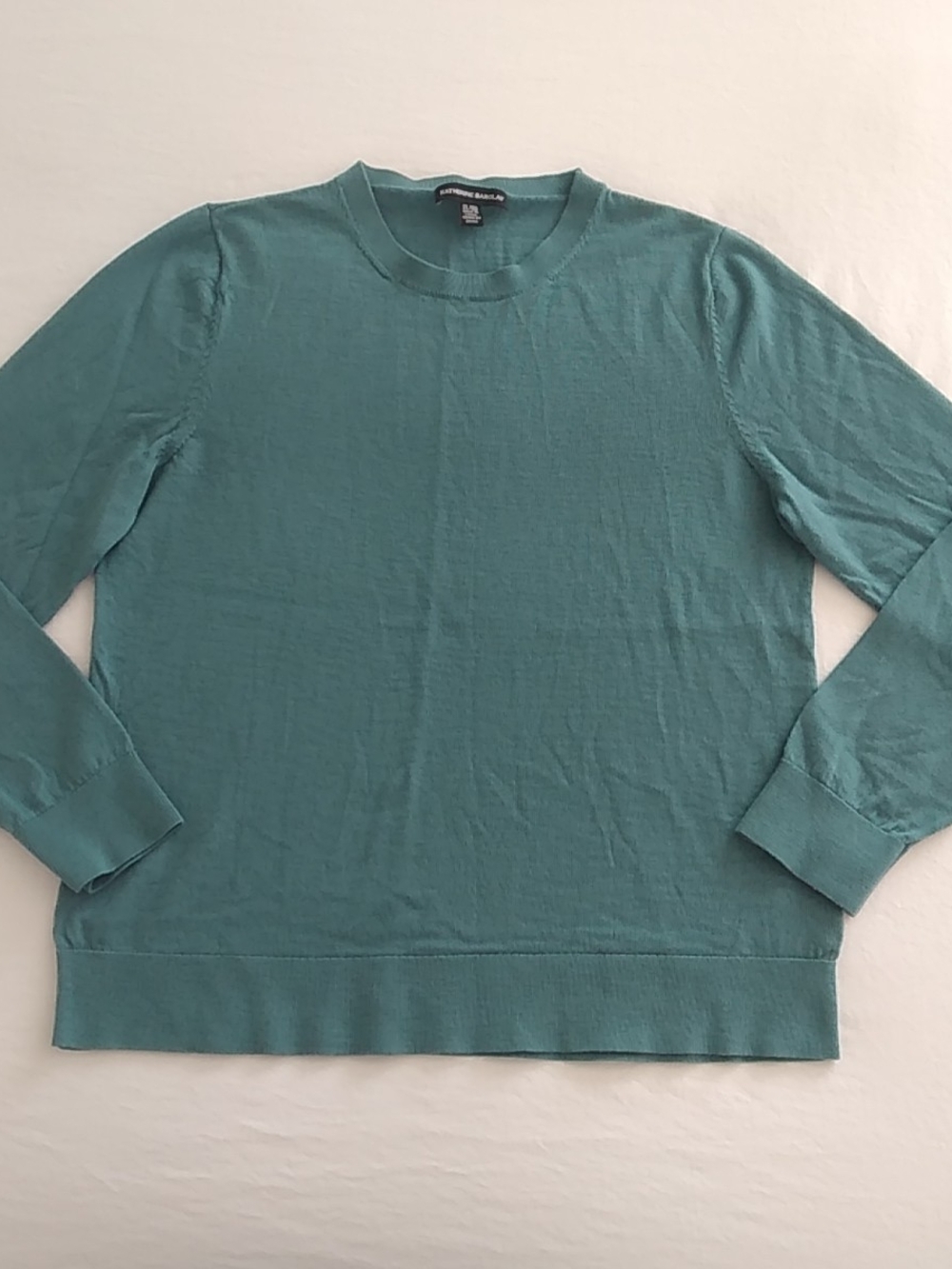 Katherine Barclay Women's Green Crewneck 100% Fine Merino Wool Blouse Cozy, XL
